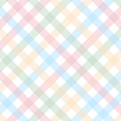 Seamless gingham background in pastel rainbow color