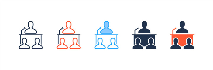 Public Speaking icon set multiple style collection