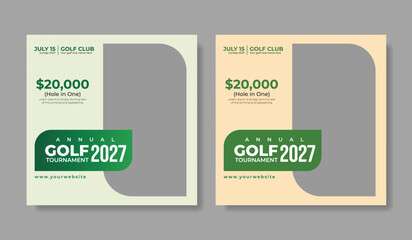 Golf tournament flyer template with sports event poster and annual brochure cover design