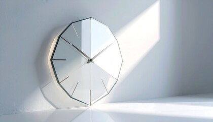 Clock on Wall with Sunlight Streaming in Minimalist Design