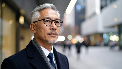 Confident Mature Businessman in City Street Portrait.
