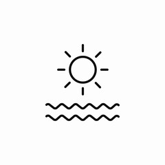 sun over waves icon sign vector