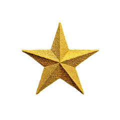 Obraz premium Gold star award emblem on black background military honor achievement isolated on transparent background, perfect cutout, PNG