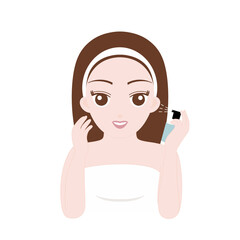 Woman Applying Facial Spray or Toner for Skincare Routine
