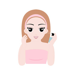 A Young Woman Using Face Mist or Setting Spray on Her Skin