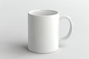 Obraz premium vintage ceramic mug, minimal top view, subtle gradient lighting, evening white tone, plain white scene