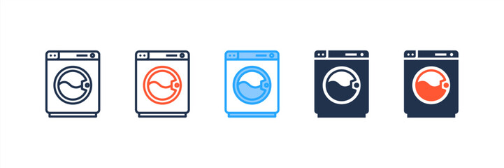 Washing Machine icon set multiple style collection