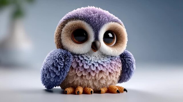 Adorable fluffy owl illustration