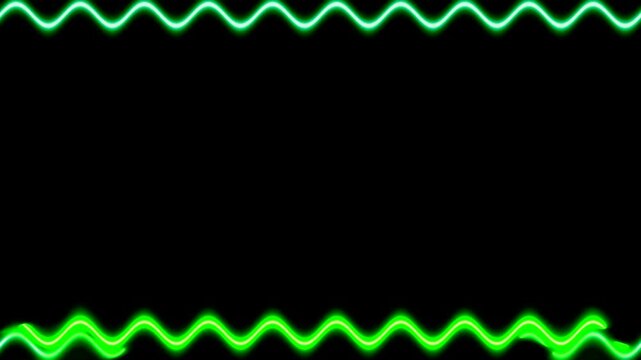 Abstract Green Neon Waves on Black Background:  A Vibrant Digital Art Piece