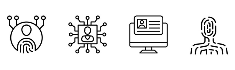 Cybersecurity & Identity Management Icons | Biometrics, Data Privacy, and Digital Security Vector Set