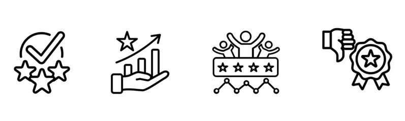 Quality and Success Vector Icons | Rating, Improvement, Satisfaction, and Achievement