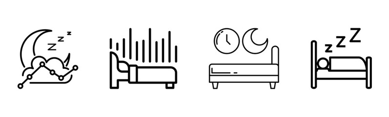 Sleep and Rest Line Icons | Bedtime, Insomnia, and Sleep Tracking Vector Symbols