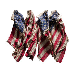 Worn American Flags Patriotism History Remembrance, isolated on transparent background, perfect cutout, PNG