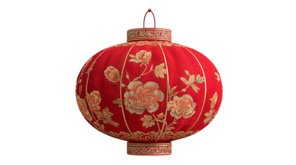 Festive Chinese red lantern 3D rendering isolated on transparent background 