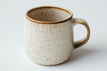 vintage ceramic mug, minimal top view, subtle gradient lighting, evening white tone, plain white scene