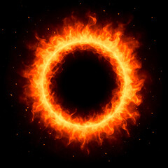 Realistic flame ring,Circle of fire,Outline of the Sun