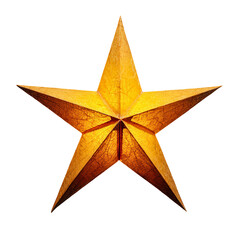 Obraz premium Golden star against black background holiday decoration festive symbol isolated on transparent background, perfect cutout, PNG