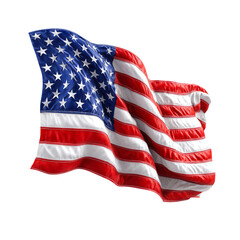 Obraz premium American flag waving proudly stars and stripes national symbol patriotism USA isolated on transparent background, perfect cutout, PNG