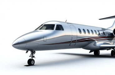 Private jet parked on a white background with sleek design and modern appearance