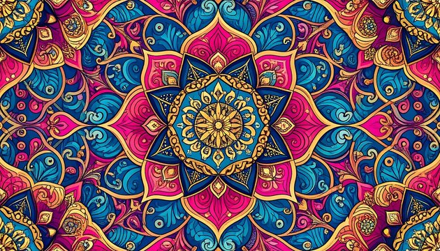 Vibrant mandala pattern - Powered by Adobe