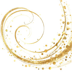Gold spiral design with scattered dots