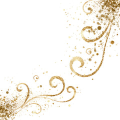 Gold swirls cascading on black background