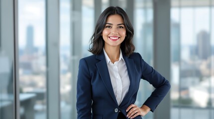 Portrait of Confident Businesswoman in Modern Corporate Office