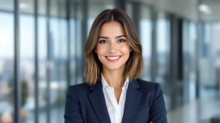 Portrait of Confident Businesswoman in Modern Corporate Office