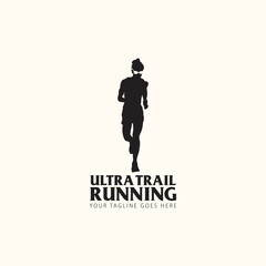 Ultra Trail running logo vector illustration on white background