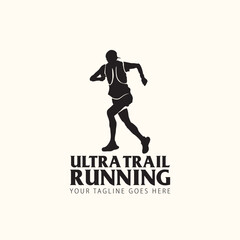 Ultra Trail running logo vector illustration on white background