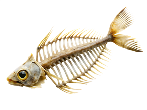 fish bone  isolated on white background PNG, AI GENERATED