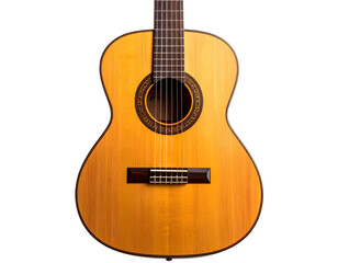 Obraz premium Classic Brown Acoustic Guitar with Natural Wood Finish – Isolated on White