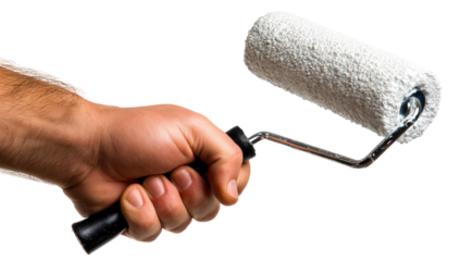 Hand holding paint roller