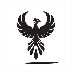 Obraz premium Majestic black phoenix rising with wings spread wide