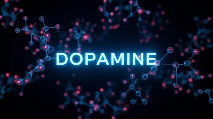 An abstract representation of the dopamine molecule with glowing neon effects - Powered by Adobe