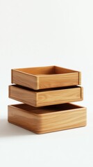 wooden desktop organizer, floating perspective, photorealistic mockup style, luxurious feel, white background
