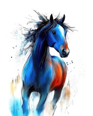 Original watercolor art painting of horse in rain