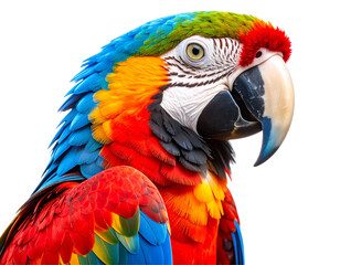 Obraz premium Close-up of vibrant macaw parrot head – tropical bird PNG
