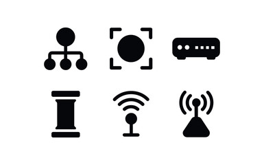 solid icon isolated center control hub center focal plane center router switch center support column center access node center beacon transmitter