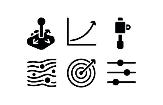 solid icon isolated movement joystick controller movement trajectory plot movement actuator module movement fluid dynamics map movement pattern analyzer movement slider control