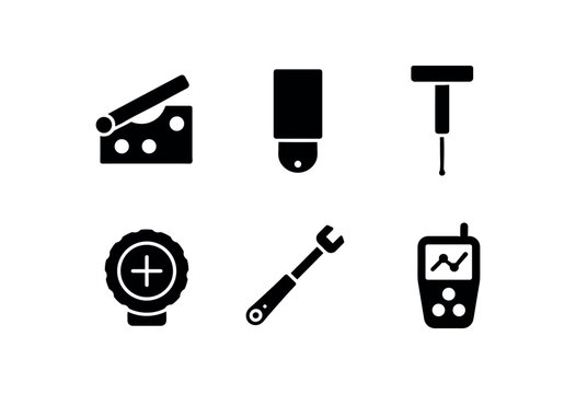 solid icon isolated precision sine bar precision reference standard precision CMM probe precision focus knob precision torque wrench precision data logger