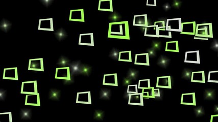 green squares decoration elements on black backgroun video