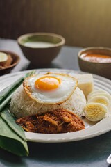 Nasi Lemak close up background.