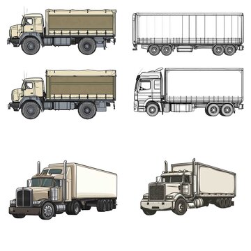 32-bit of Cargo truck, in a vector style, isolated white background
