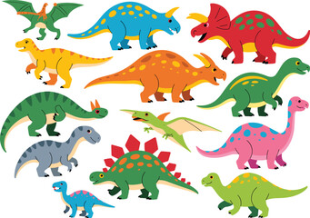 Colorful Dinosaur Collection Fun and Playful Prehistoric Creatures.