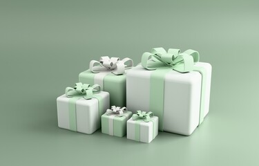 Stacked gift boxes pastel celebration 3D render decor