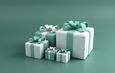 Stacked gift boxes pastel celebration 3D render decor