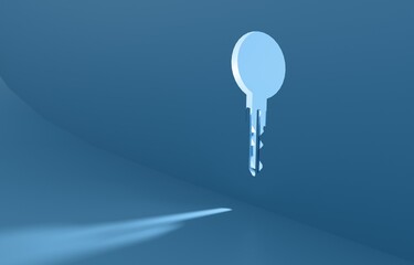 Key floating on pastel background concept beauty clipart