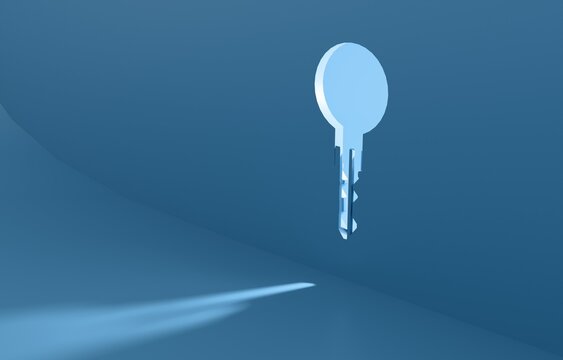 Key floating on pastel background concept beauty clipart