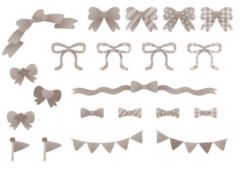 Set of ribbons and flags_monochrome